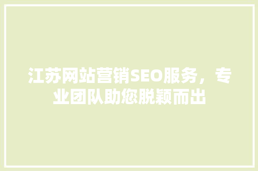 江苏网站营销SEO服务，专业团队助您脱颖而出