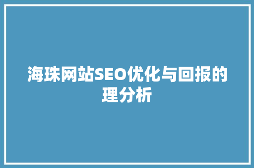 海珠网站SEO优化与回报的理分析