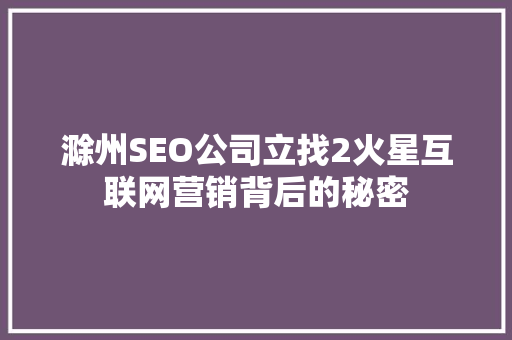 滁州SEO公司立找2火星互联网营销背后的秘密
