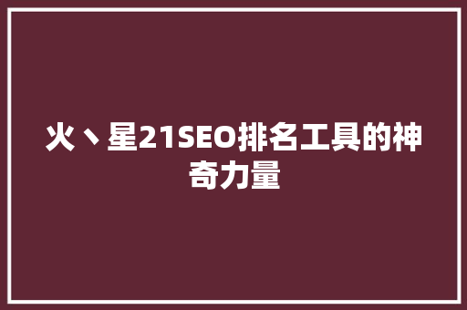 火丶星21SEO排名工具的神奇力量