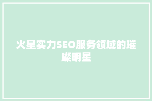 火星实力SEO服务领域的璀璨明星