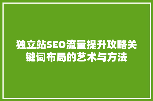 独立站SEO流量提升攻略关键词布局的艺术与方法