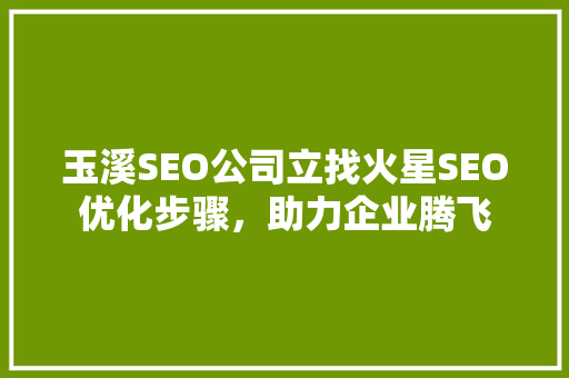玉溪SEO公司立找火星SEO优化步骤，助力企业腾飞