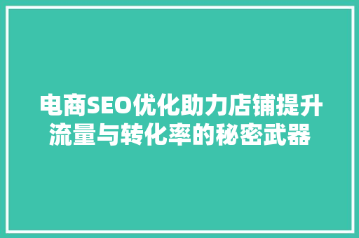 电商SEO优化助力店铺提升流量与转化率的秘密武器