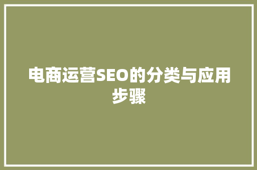 电商运营SEO的分类与应用步骤