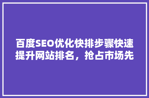 百度SEO优化快排步骤快速提升网站排名，抢占市场先机