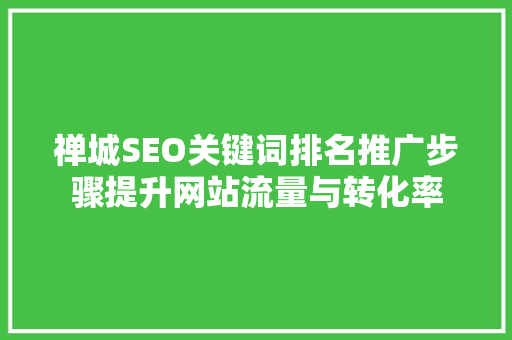 禅城SEO关键词排名推广步骤提升网站流量与转化率