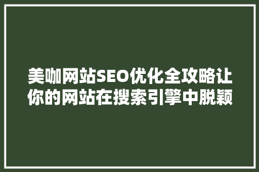 美咖网站SEO优化全攻略让你的网站在搜索引擎中脱颖而出