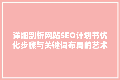 详细剖析网站SEO计划书优化步骤与关键词布局的艺术