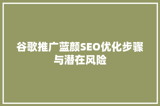 谷歌推广蓝颜SEO优化步骤与潜在风险