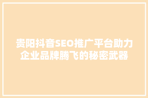 贵阳抖音SEO推广平台助力企业品牌腾飞的秘密武器