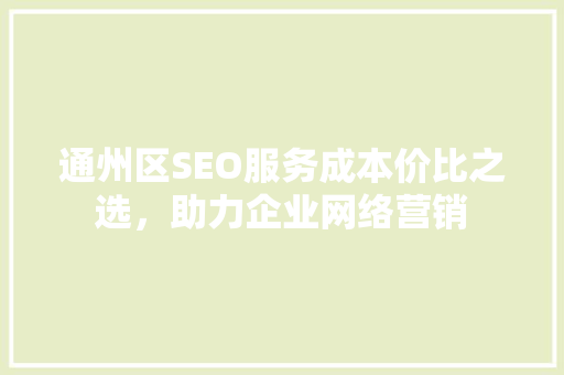 通州区SEO服务成本价比之选，助力企业网络营销