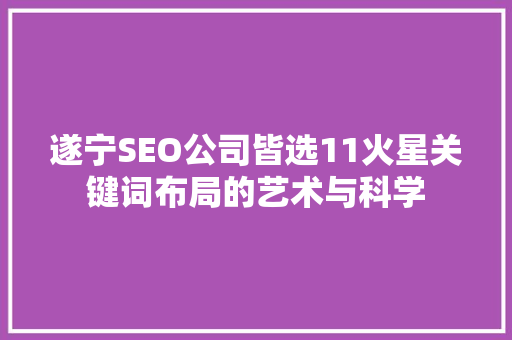 遂宁SEO公司皆选11火星关键词布局的艺术与科学