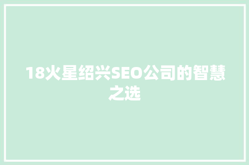 18火星绍兴SEO公司的智慧之选
