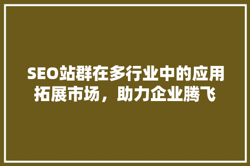 SEO站群在多行业中的应用拓展市场，助力企业腾飞