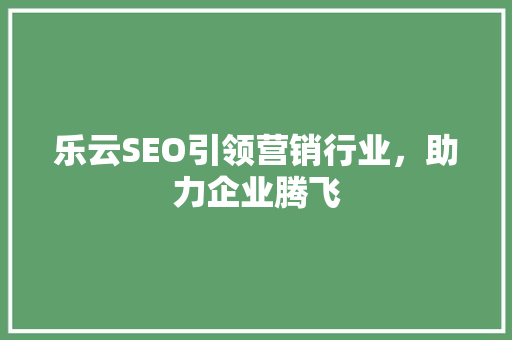 乐云SEO引领营销行业，助力企业腾飞