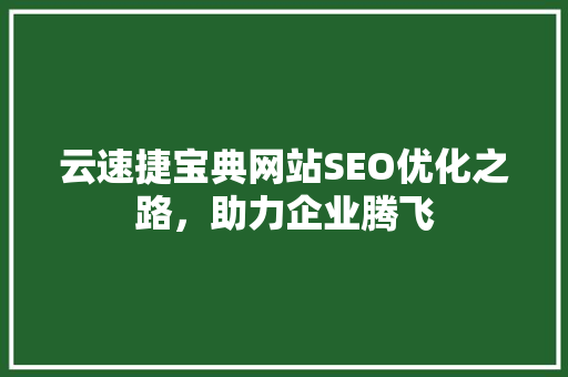 云速捷宝典网站SEO优化之路，助力企业腾飞