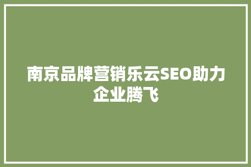 南京品牌营销乐云SEO助力企业腾飞