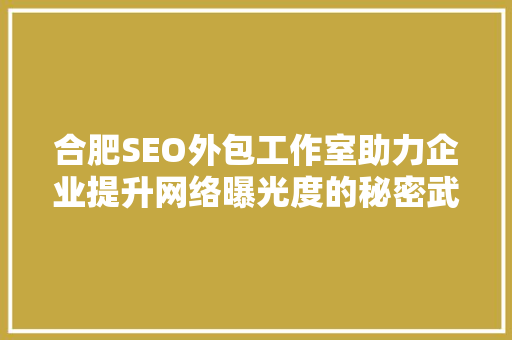合肥SEO外包工作室助力企业提升网络曝光度的秘密武器