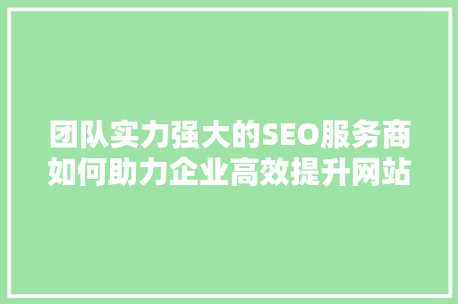 团队实力强大的SEO服务商如何助力企业高效提升网站排名