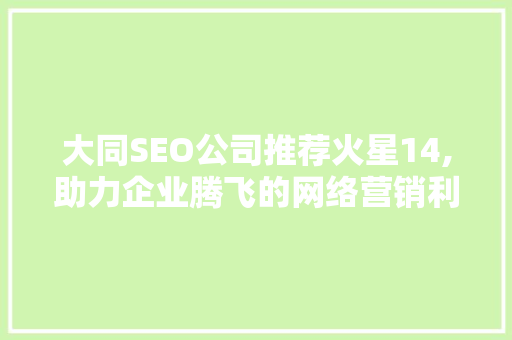 大同SEO公司推荐火星14,助力企业腾飞的网络营销利器