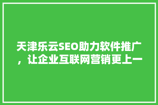 天津乐云SEO助力软件推广，让企业互联网营销更上一层楼