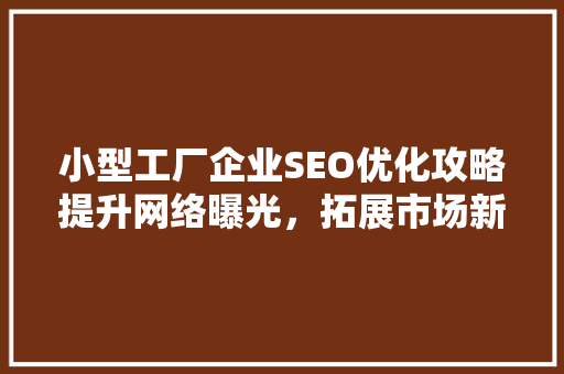 小型工厂企业SEO优化攻略提升网络曝光，拓展市场新机遇