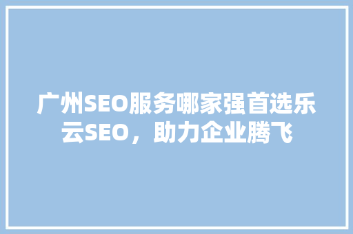广州SEO服务哪家强首选乐云SEO，助力企业腾飞