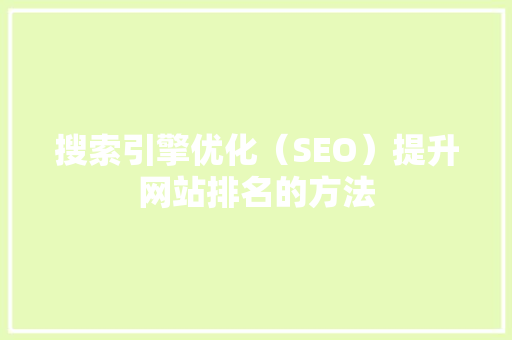 搜索引擎优化（SEO）提升网站排名的方法