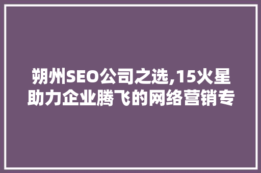 朔州SEO公司之选,15火星助力企业腾飞的网络营销专家