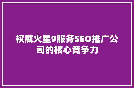 权威火星9服务SEO推广公司的核心竞争力