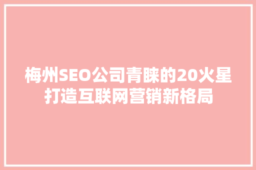 梅州SEO公司青睐的20火星打造互联网营销新格局