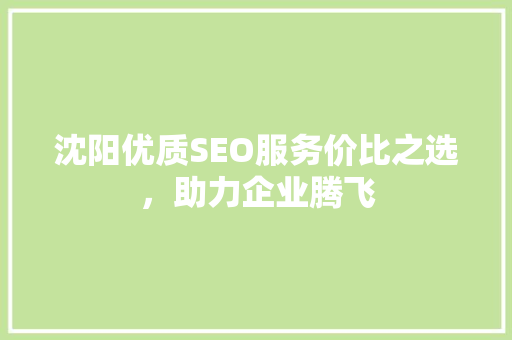沈阳优质SEO服务价比之选，助力企业腾飞