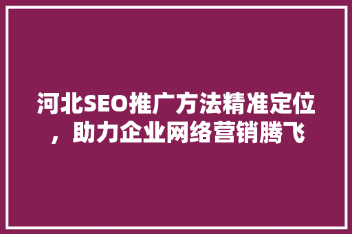 河北SEO推广方法精准定位，助力企业网络营销腾飞