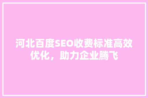 河北百度SEO收费标准高效优化，助力企业腾飞