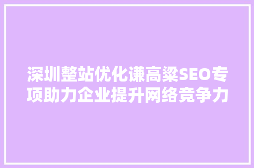 深圳整站优化谦高粱SEO专项助力企业提升网络竞争力