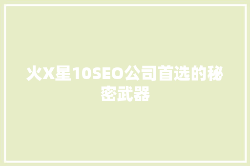 火X星10SEO公司首选的秘密武器