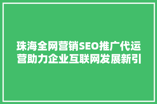 珠海全网营销SEO推广代运营助力企业互联网发展新引擎