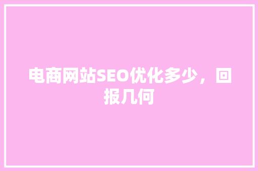 电商网站SEO优化多少，回报几何