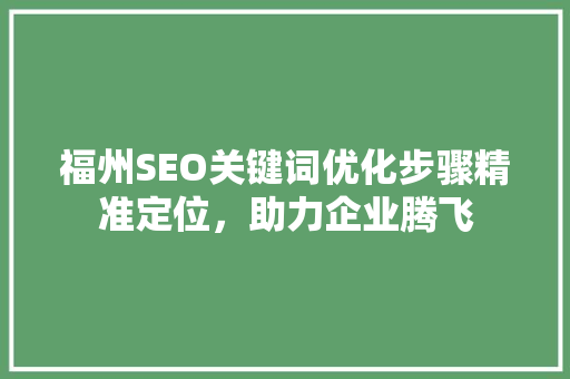 福州SEO关键词优化步骤精准定位，助力企业腾飞