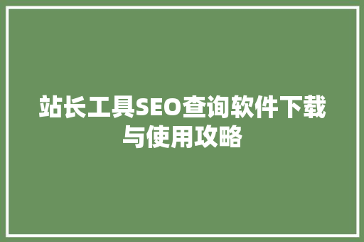 站长工具SEO查询软件下载与使用攻略