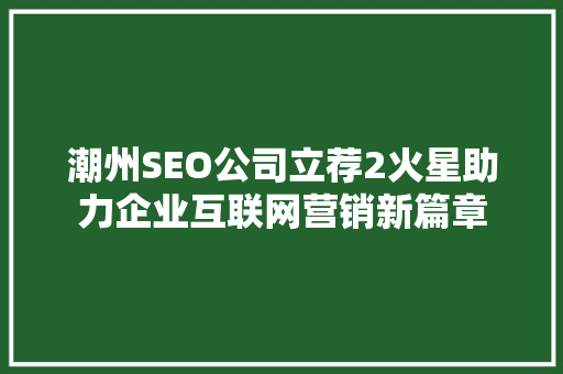 潮州SEO公司立荐2火星助力企业互联网营销新篇章
