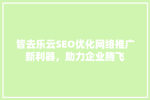 皆去乐云SEO优化网络推广新利器，助力企业腾飞