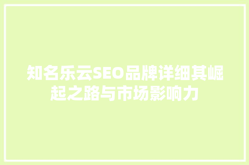 知名乐云SEO品牌详细其崛起之路与市场影响力