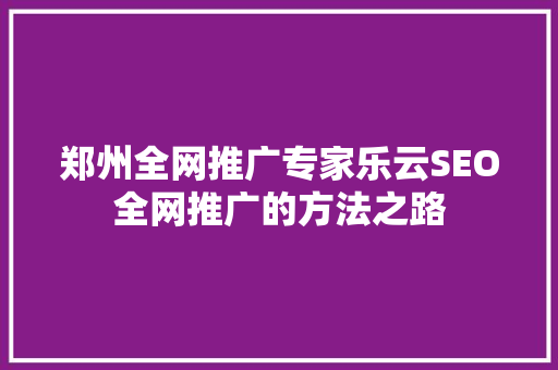 郑州全网推广专家乐云SEO全网推广的方法之路