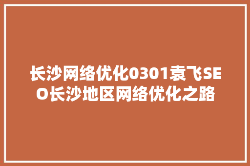 长沙网络优化0301袁飞SEO长沙地区网络优化之路