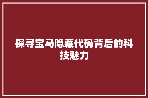 探寻宝马隐藏代码背后的科技魅力