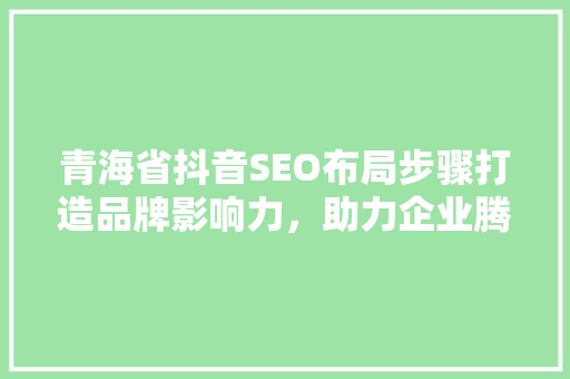 青海省抖音SEO布局步骤打造品牌影响力，助力企业腾飞