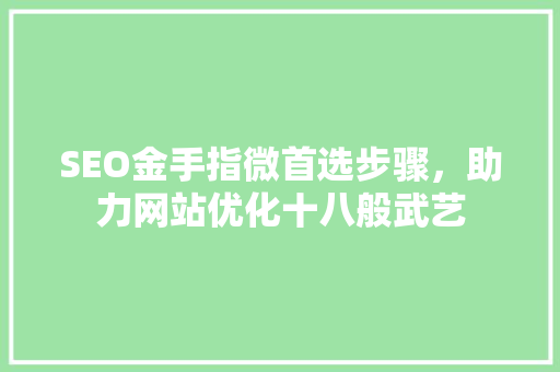SEO金手指微首选步骤，助力网站优化十八般武艺