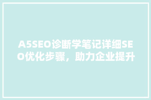A5SEO诊断学笔记详细SEO优化步骤，助力企业提升网站排名
